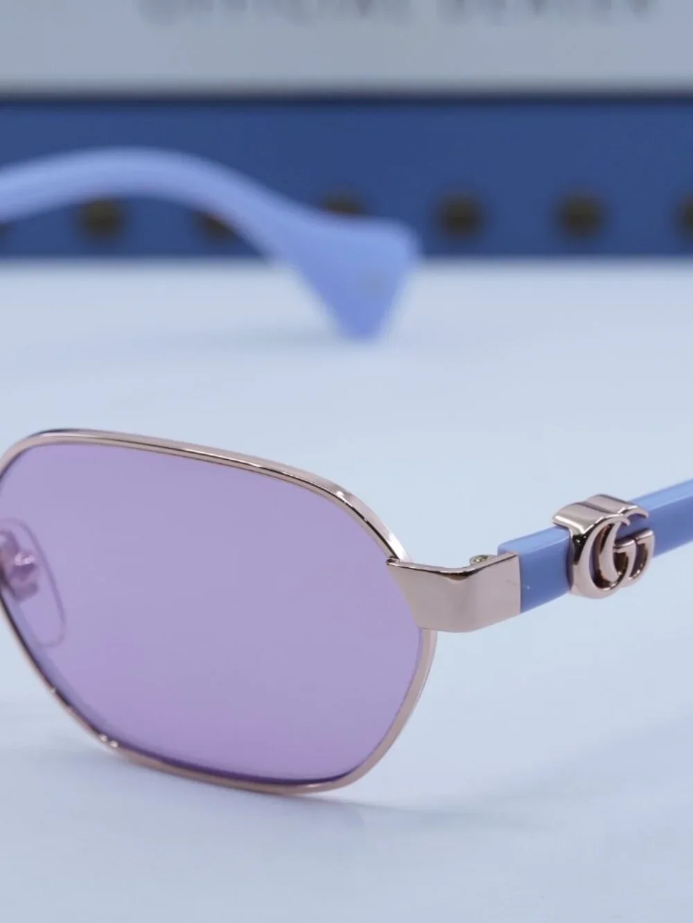 Gucci GG1593S 004 Oval Sunglasses - Rose Gold/Lilac with Flash Electric